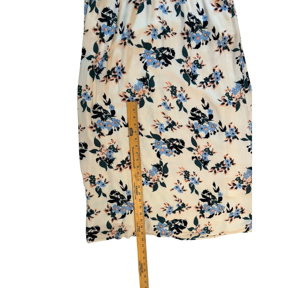 Lucky Brand Cream Floral Maxi Dress | V-Neck | Drawstring Waist | Size L - Picture 6 of 10